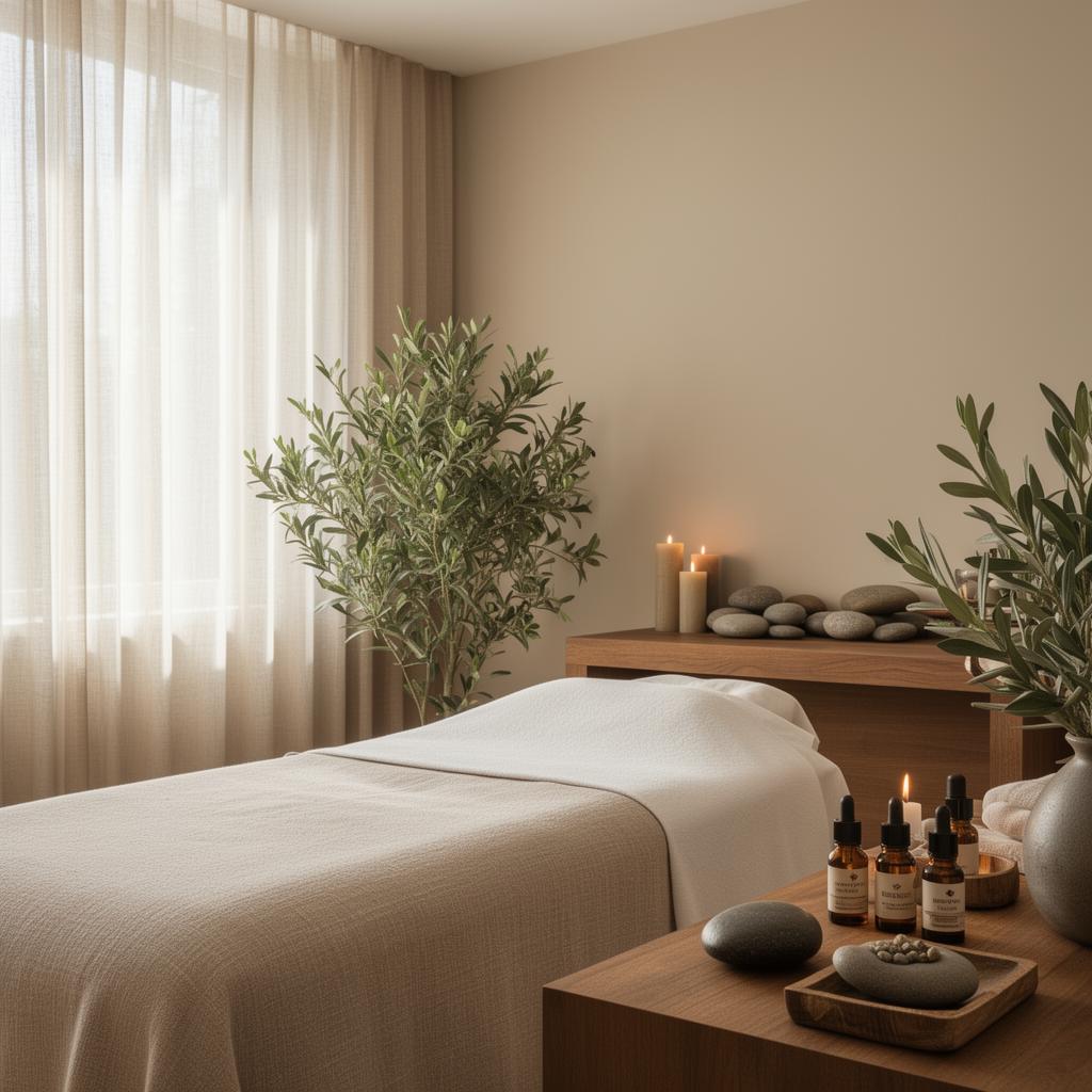 A calm, warmly lit treatment room prepared for a full body myofascial release treatment